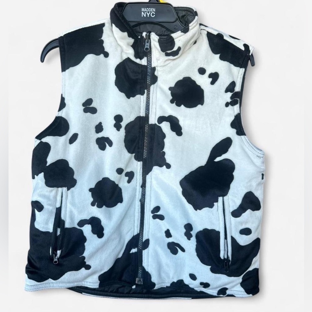 Black and White Cow Print Vest